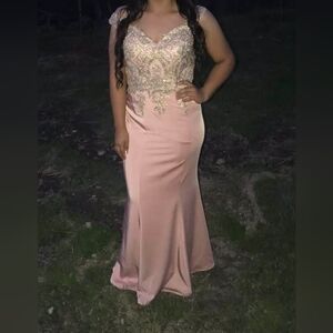 Elegant Pink and Gold Women's Dress